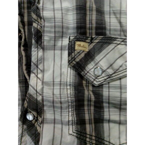 Larry Mahan Western Shirt Pearl Snap Cowboy Collection Plaid Vintage Size Medium - Picture 4 of 6